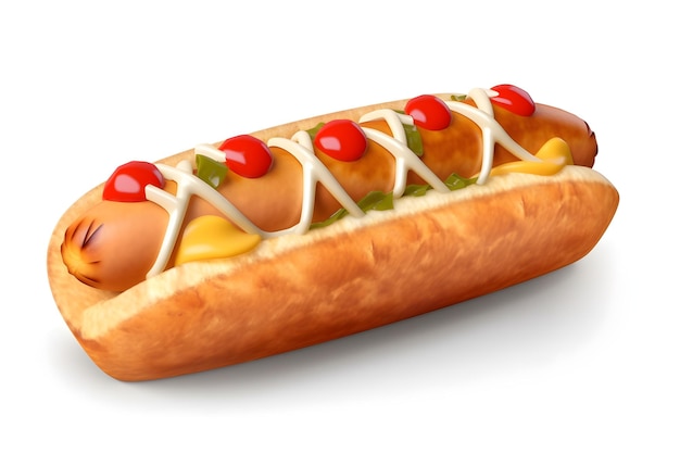 Hot dog z ketchupem i musztardą.