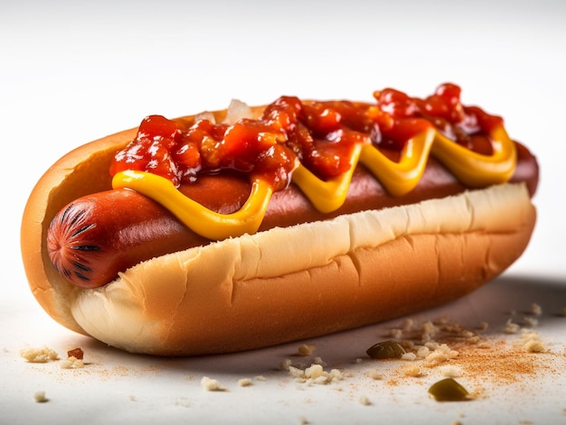 Hot dog z ketchupem i musztardą