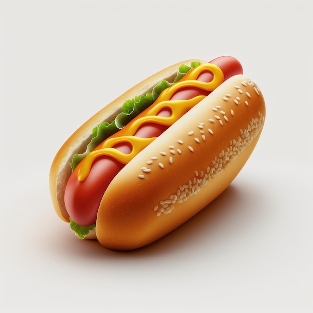 Hot dog z musztardą 3d hotdog 3d ikonę żywności ai generowane