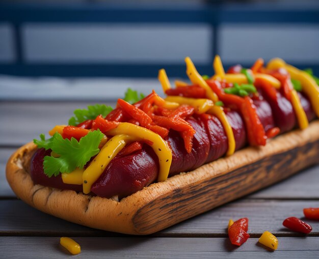 Hot dog z musztardą i musztardą