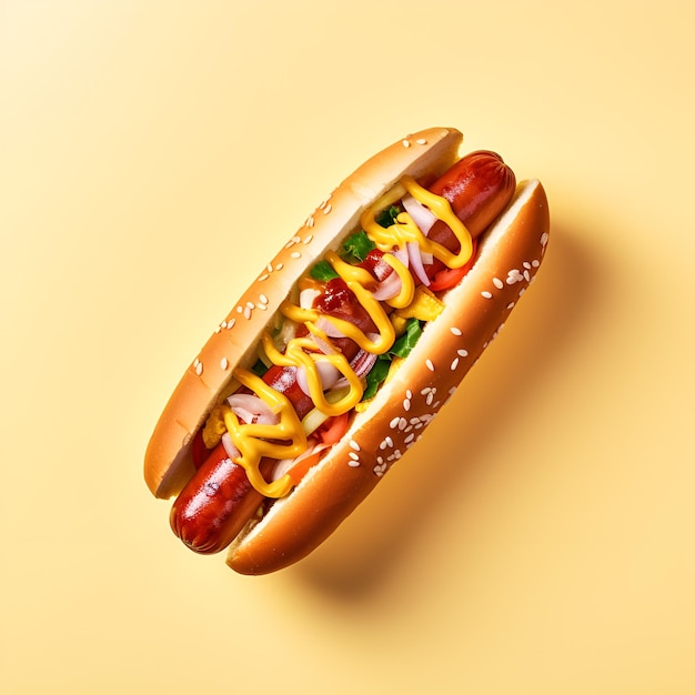 Hot dog z warzywami i sosem musztardowym