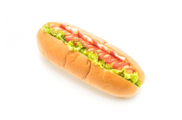 Zdjęcie hotdog kiełbasa z keczupem