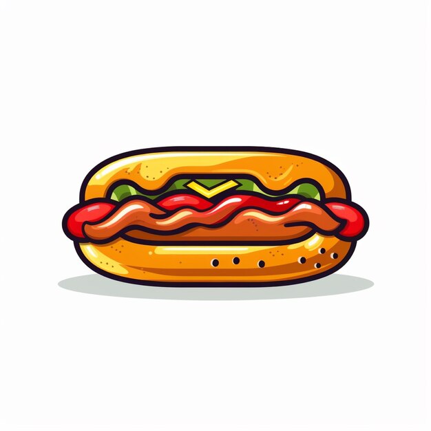 hotdog logo wektor płaskie białe tło