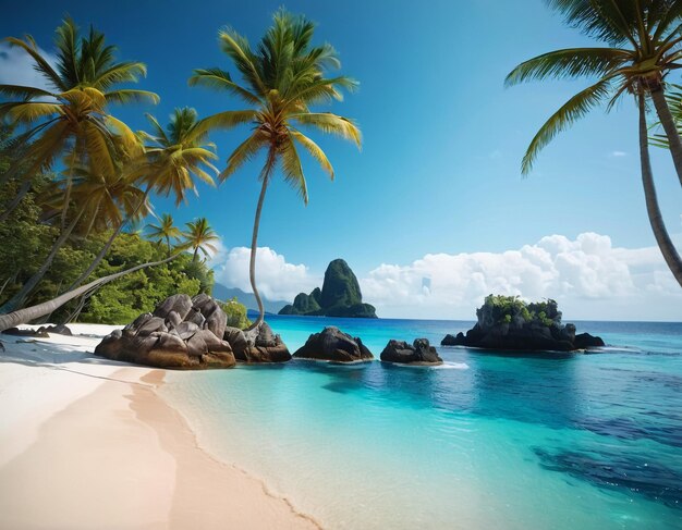 Zdjęcie hotel i wyspa tropikalna na malediwach z plażą i morzem