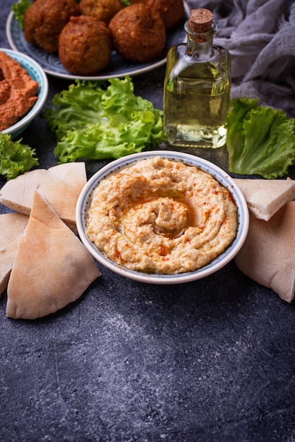 Hummus i chleb pita