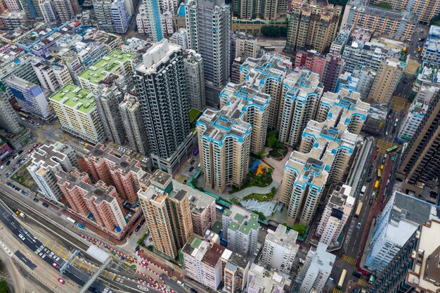Hung Hom, Hongkong 15 Maja 2019 R.: Widok Z Góry Na Dzielnicę Mieszkaniową W Hongkongu