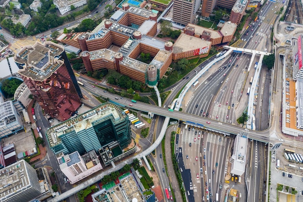 Hung Hom, Hongkong 21 kwietnia 2019 r.: Widok z góry na tunel poprzeczny w Hongkongu