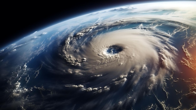 Huragan z widoku satelitarnego z kosmosu Katastrofa huraganu