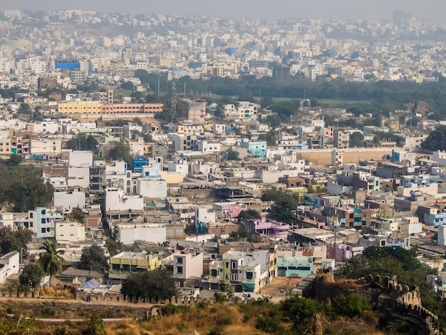 Hyderabad Indie Widok na panoramę miasta Hyderabad z murów fortu Golkonda