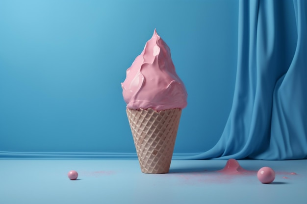 Ice blue art krem koncepcja chmura lato lód różowy krem deser Generative AI