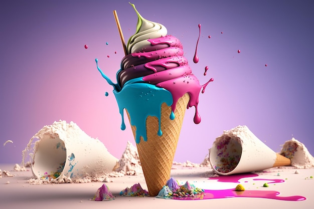Ice cream cone czekoladowy obraz ai sztuka generowana