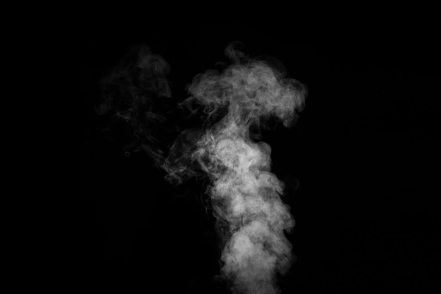 Idealne mistyczne kręcone białe pary lub dym na białym tle na czarnym tle Abstrakcyjne tło mgła lub smog układ elementu projektu do kolaży