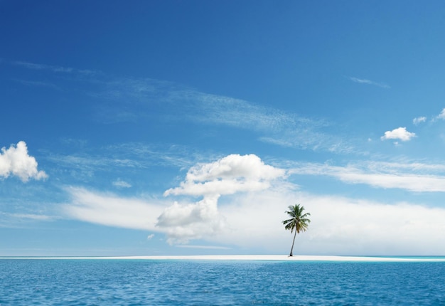Idylliczna rajska tropikalna wyspa z palmą dalej