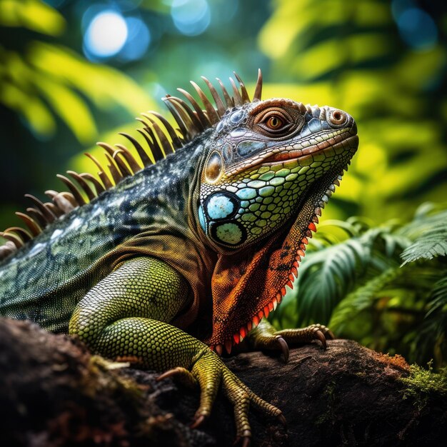 Iguana w swoim naturalnym środowisku Fotografia dzikiej przyrody Generatywna sztuczna inteligencja