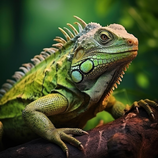 Iguana w swoim naturalnym środowisku Fotografia dzikiej przyrody Generatywna sztuczna inteligencja