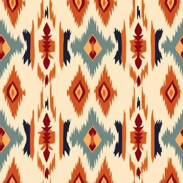 Ikat geometryczny folklorowy ozdoby plemienna tekstura wektorowa etniczna Bezszwowy paskowy wzór w stylu azteckim Figury plemienne haftowanie indyjskie skandynawskie Cyganie meksykańskie wzory ludowe