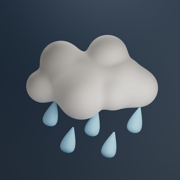 Ikona 3d Cartoon Low Poly Rain Cloud