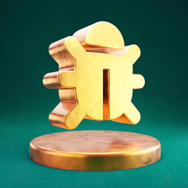 Ikona błędu. Fortuna Gold Bug symbol z Tidewater zielonym tle. 3D renderowane ikony mediów społecznościowych.