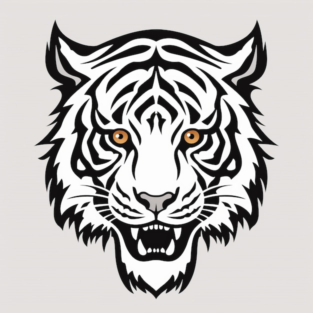 Ikona czarno-białej głowy tygrysa o hiperszczegółowej harmonii symetrycznej