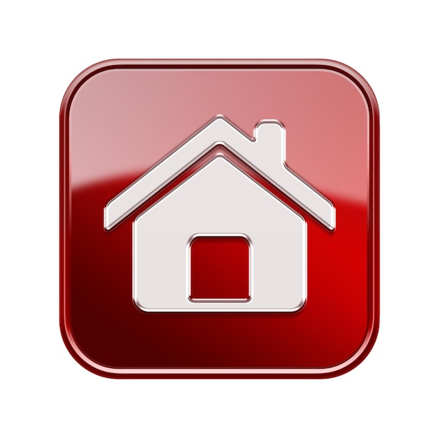 Zdjęcie ikona domu błyszcząco czerwona