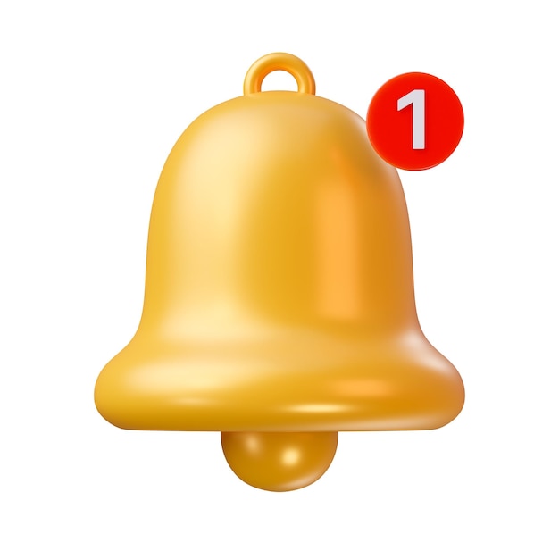 Zdjęcie ikona dzwonka powiadomienia ikona 3d element mediów społecznościowych renderowanie ilustracji na białym tle