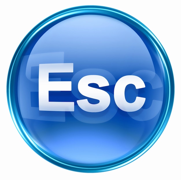 Zdjęcie ikona esc niebieska izolowana na białym