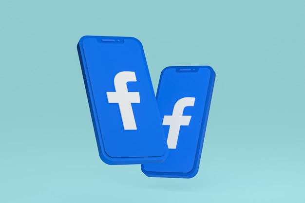 Ikona Facebooka na ekranie smartfona lub telefonu komórkowego renderowania 3d