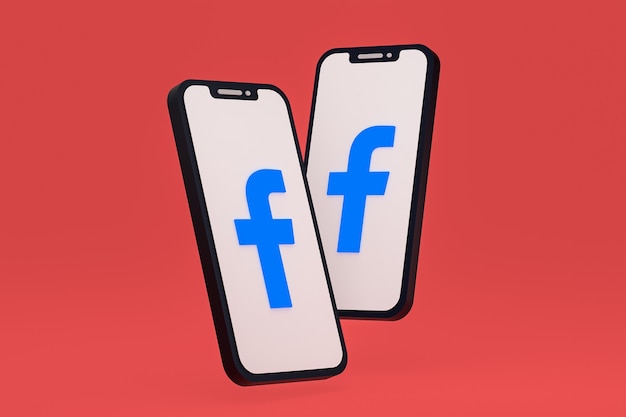 Ikona Facebooka na ekranie smartfona lub telefonu komórkowego renderowania 3d