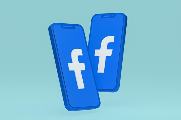 Ikona Facebooka na ekranie smartfona lub telefonu komórkowego renderowania 3d