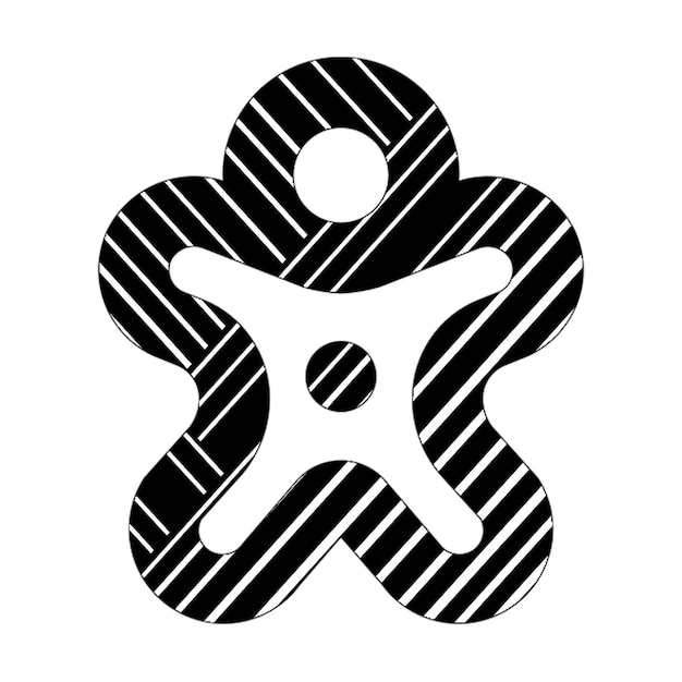 Zdjęcie ikona gingerbread man czarno-białe linie przekątne
