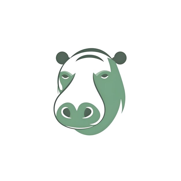 Zdjęcie ikona głowy hipopotama w płaski na białym tle