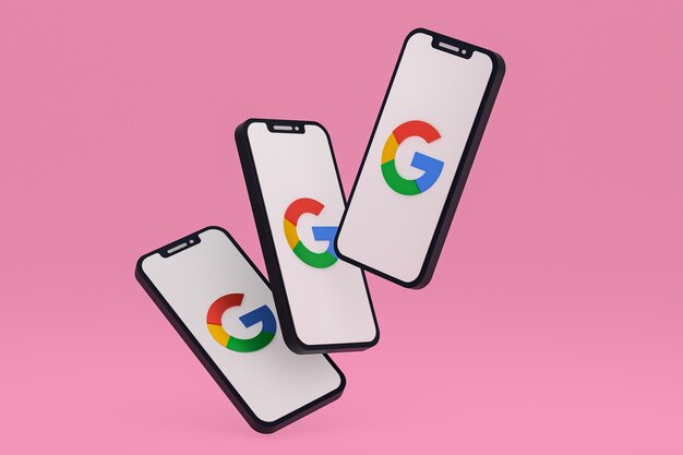 Ikona Google Na Ekranie Smartfona Lub Renderowania 3d Telefonu Komórkowego