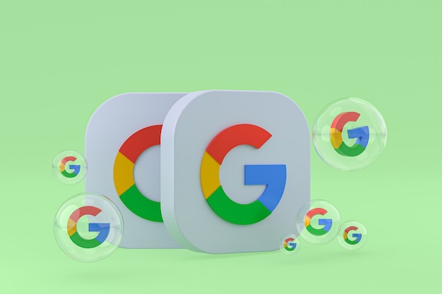 Ikona Google na ekranie smartfona lub telefonu komórkowego renderowania 3d