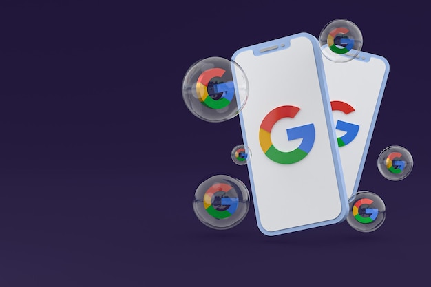 Ikona Google Na Ekranie Smartfona Lub Telefonu Komórkowego Renderowania 3d