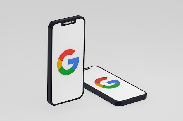 Ikona Google Na Ekranie Smartfona Lub Telefonu Komórkowego Renderowania 3d