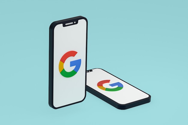 Ikona Google na ekranie telefonów komórkowych renderowania 3d