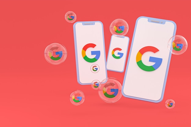 Ikona Google na ekranie telefonów komórkowych renderowania 3d