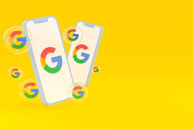 Ikona Google na ekranie telefonów komórkowych renderowania 3d