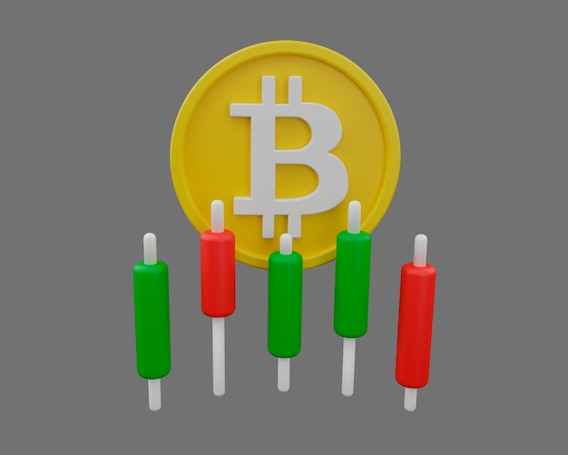 ikona handlu bitcoinami. koncepcja kryptowaluty. renderowania 3D.