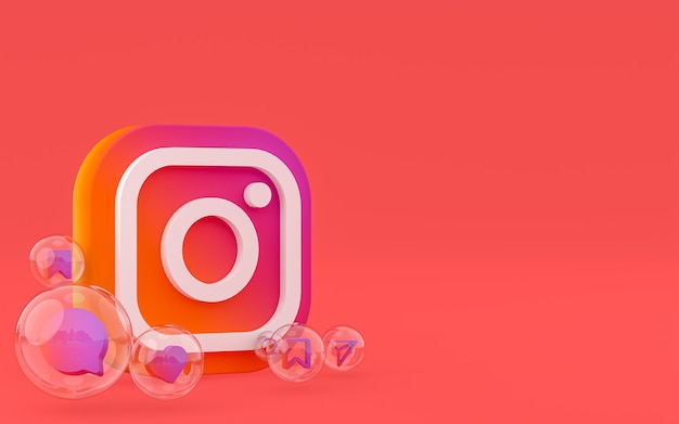 Ikona Instagram na ekranie smartfona lub mobilnego i instagramowego renderowania reakcji miłości