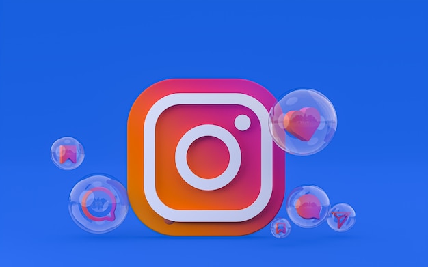 Ikona Instagram na ekranie smartfona lub reakcji na telefon komórkowy i instagram renderowania 3d