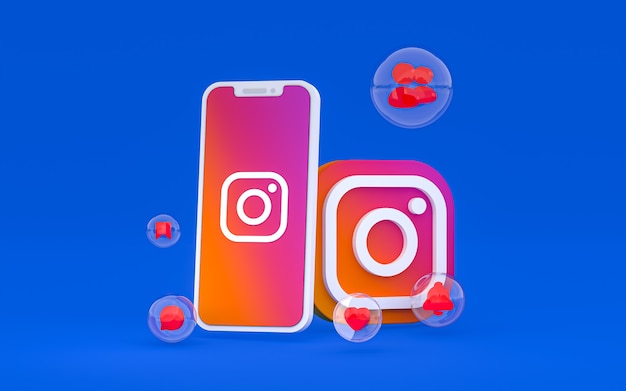 Ikona Instagram na ekranie smartfona lub telefonu komórkowego, renderowania 3d