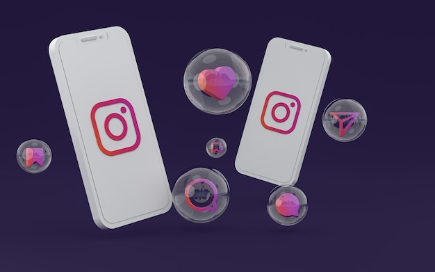 Ikona Instagram na ekranie telefonów komórkowych renderowania 3d