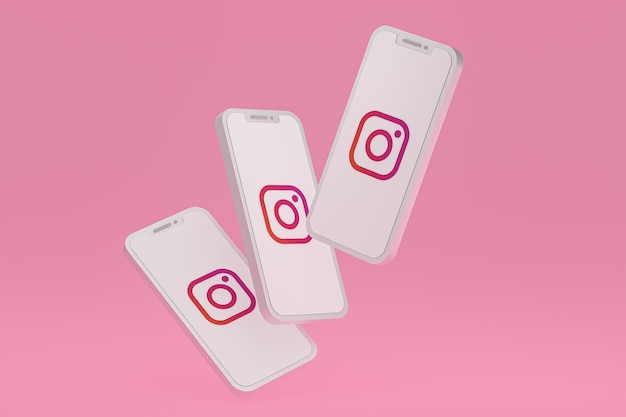 Ikona Instagram na ekranie telefonów komórkowych renderowania 3d