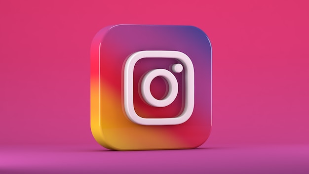 Zdjęcie ikona instagram na różowym tle w kwadracie z tępymi krawędziami