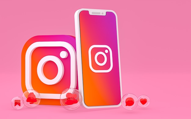 Ikona Instagrama Na Ekranie Smartfona Lub Reakcje Mobilne I Instagramowe Uwielbiają Renderowanie 3d