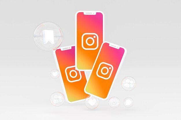 Ikona Instagrama Na Ekranie Smartfona Lub Renderowania 3d Telefonu Komórkowego