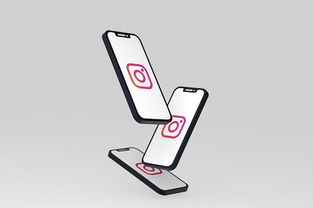 Ikona Instagrama Na Ekranie Smartfona Lub Renderowania 3d Telefonu Komórkowego