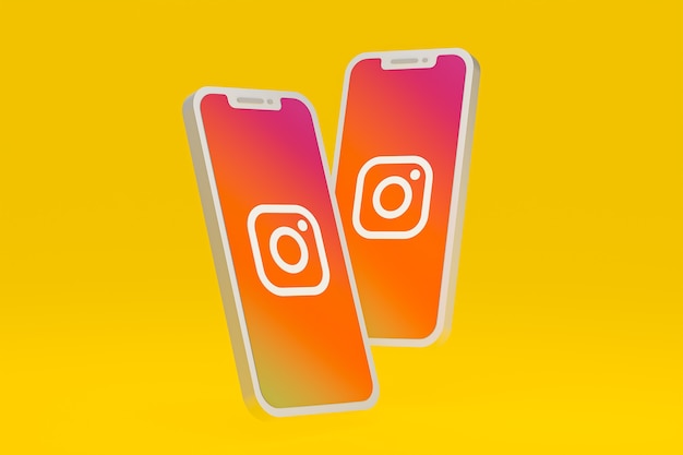 Ikona Instagrama Na Ekranie Smartfona Lub Telefonu Komórkowego Renderowania 3d