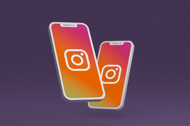 Ikona Instagrama na ekranie smartfona lub telefonu komórkowego renderowania 3d